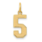 14k Medium Satin Number 5 Charm