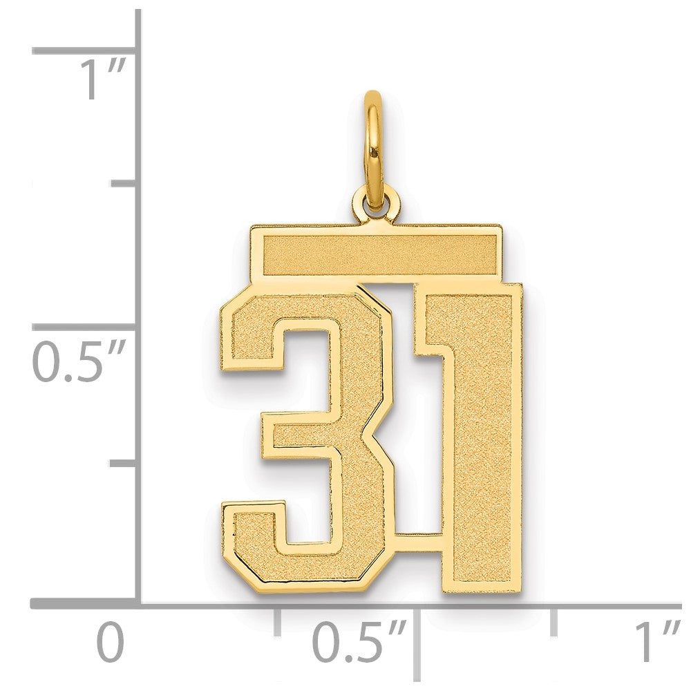 14k Medium Satin Number 31 Charm