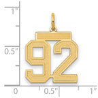 14k Medium Satin Number 92 Charm