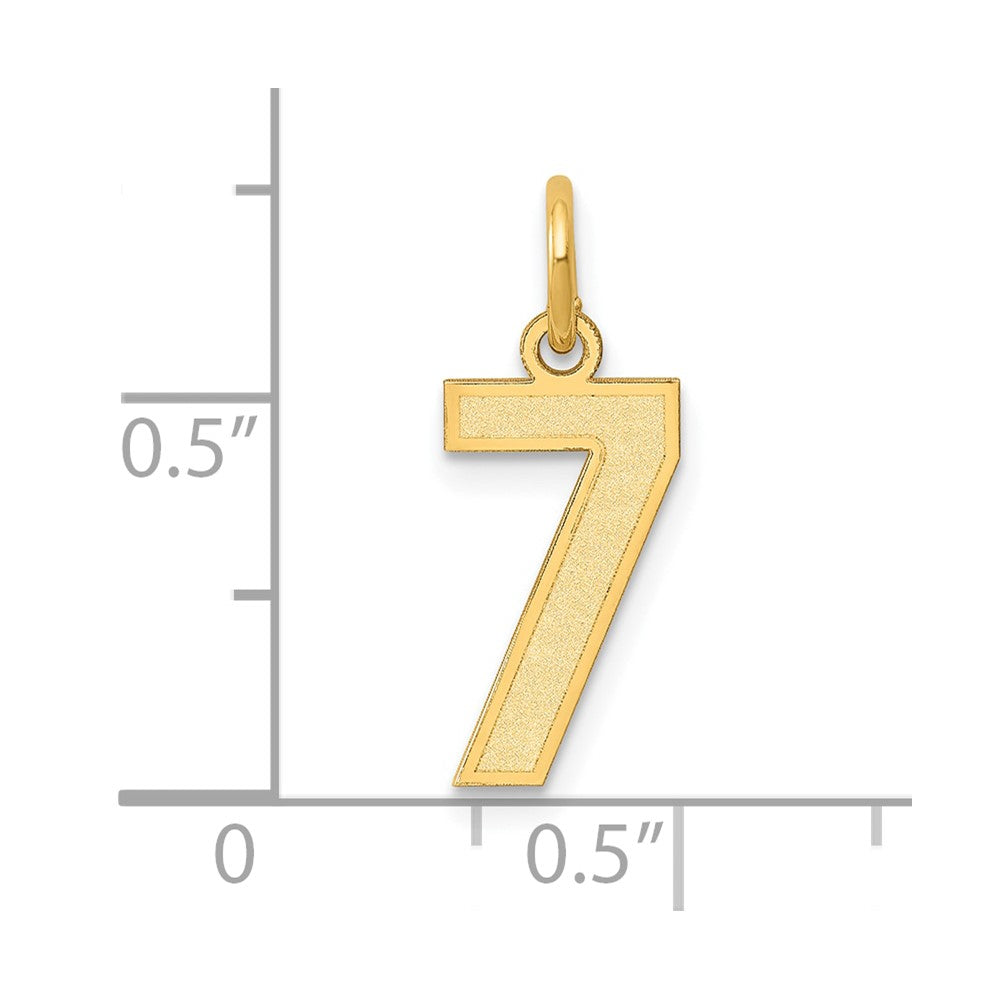 14k Small Satin Number 7 Charm