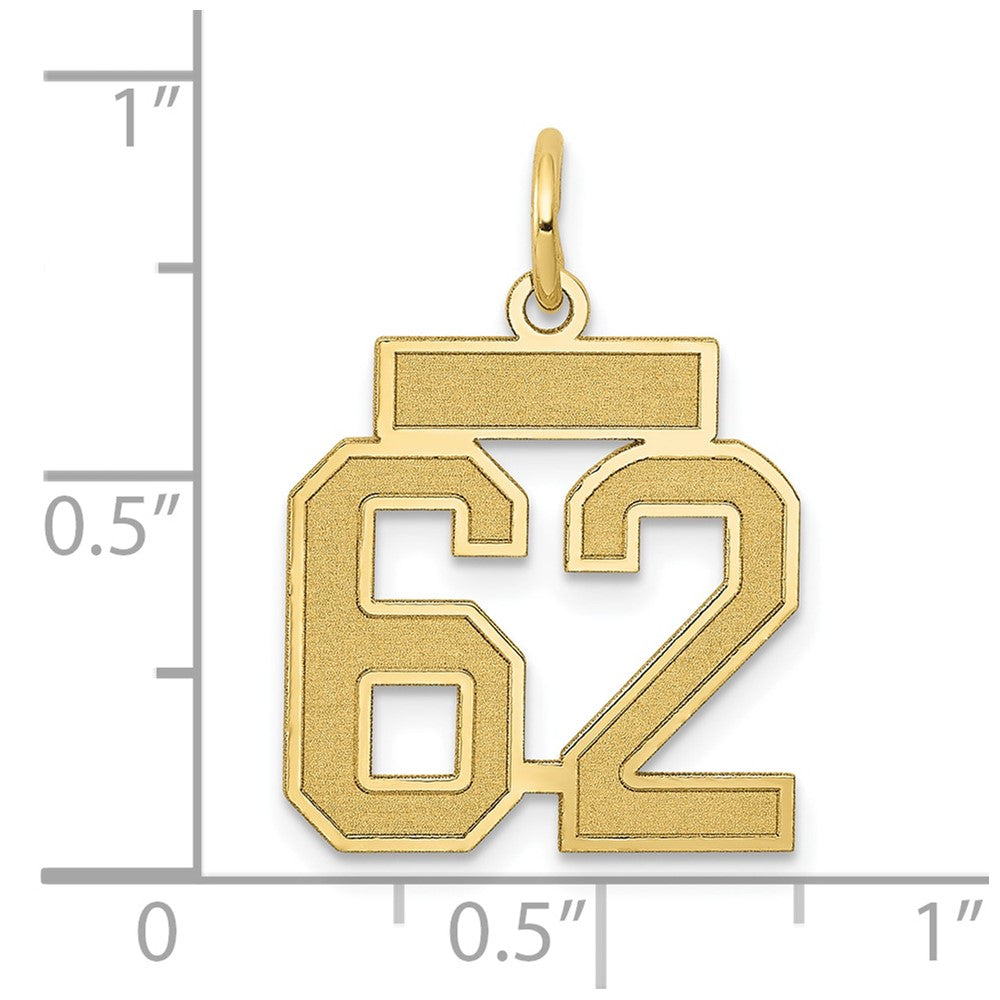 14k Small Satin Number 62 Charm
