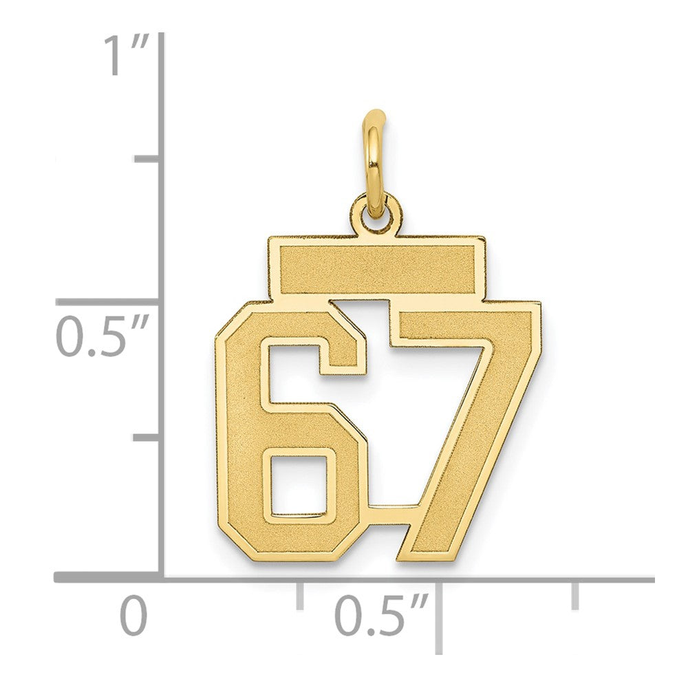 14k Small Satin Number 67 Charm