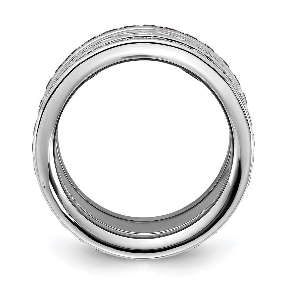 Stainless Steel Collegiate Louisiana State U Crystal Stacked Ring Set