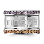 Stainless Steel Collegiate Louisiana State U Crystal Stacked Ring Set