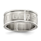 LOUISIANA STATE UNIV STAINLESS STEEL LOGO BAND RING SIZE 8(TIGER)