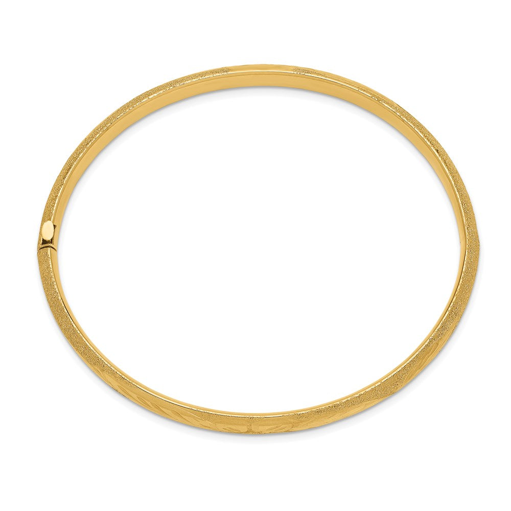 14k 4/16 Laser-Cut 6.00mm Hinged Oval Bangle Bracelet