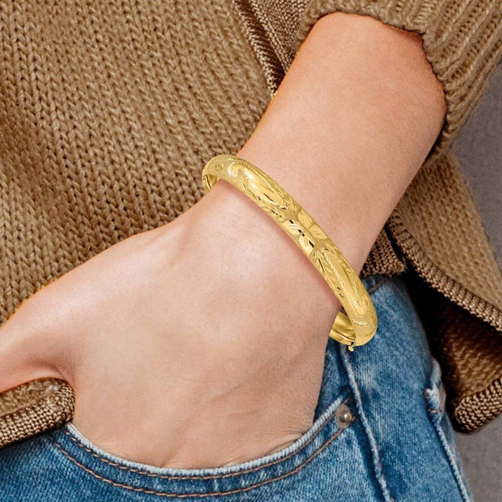 14k 5/16 Laser-Cut 8.00mm Hinged Oval Bangle Bracelet