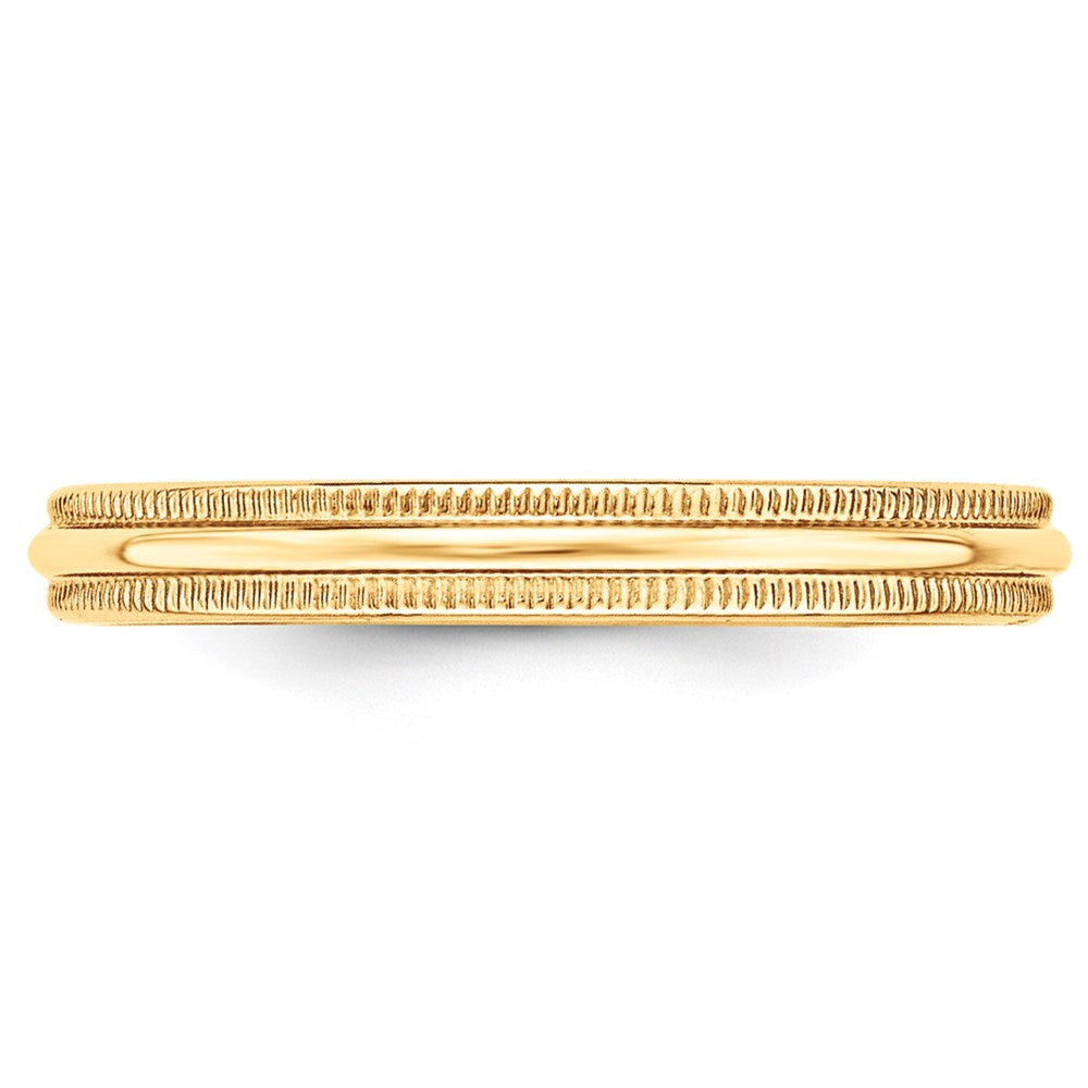 14k Yellow Gold 3mm Milgrain Half Round Wedding Band