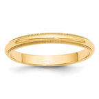 14k Yellow Gold 3mm Milgrain Half Round Wedding Band