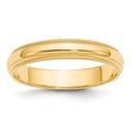 14k Yellow Gold 4mm Milgrain Half Round Wedding Band