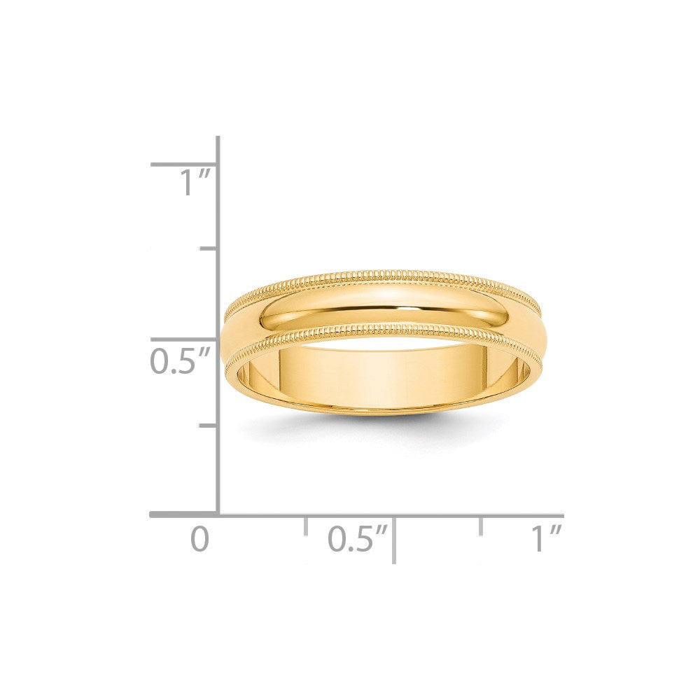 14k Yellow Gold 5mm Milgrain Half Round Wedding Band