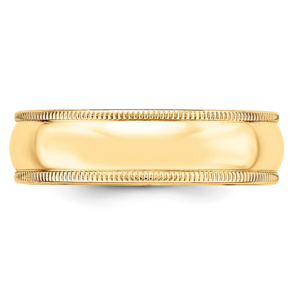 Sterling Silver Gold-plated 6mm Half Round Milgrain Band