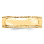 Sterling Silver Gold-plated 6mm Half Round Milgrain Band