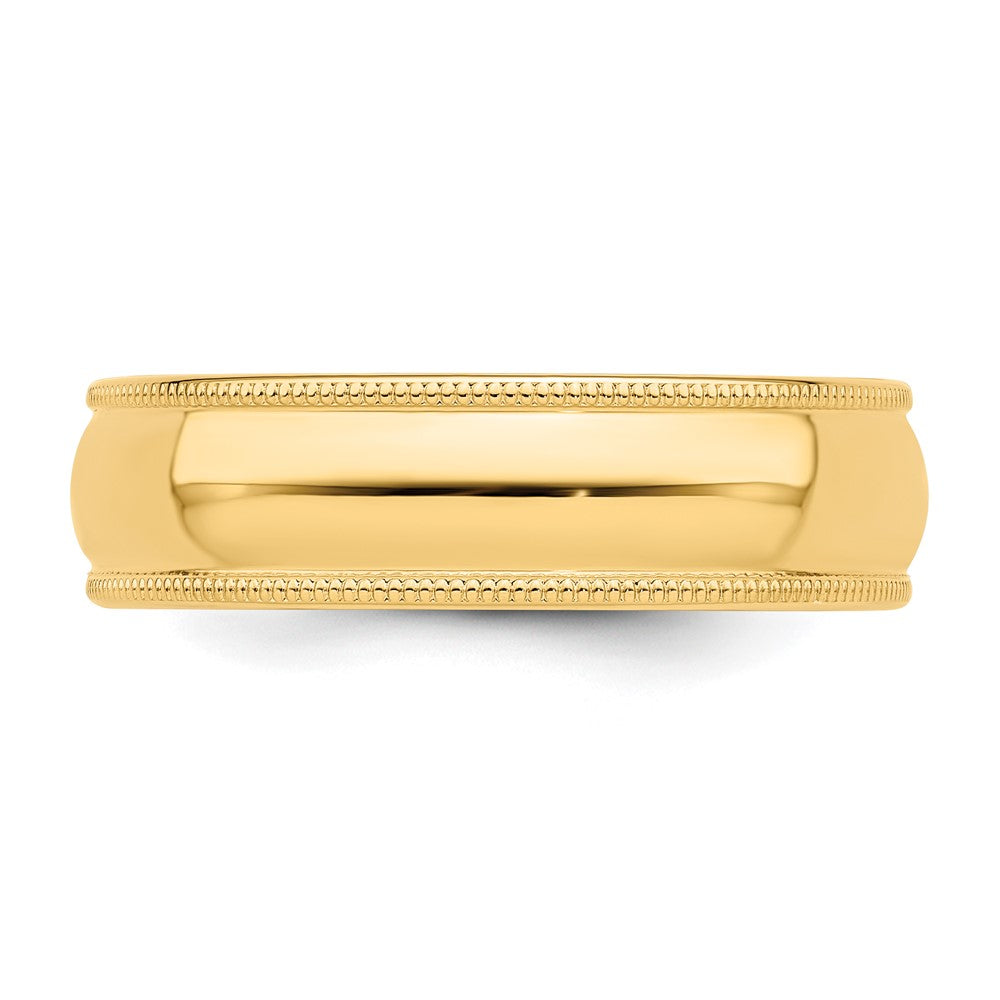 Sterling Silver Gold-plated 6mm Half Round Milgrain Band