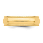Sterling Silver Gold-plated 6mm Half Round Milgrain Band