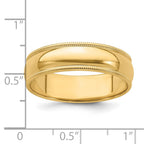 Sterling Silver Gold-plated 6mm Half Round Milgrain Band