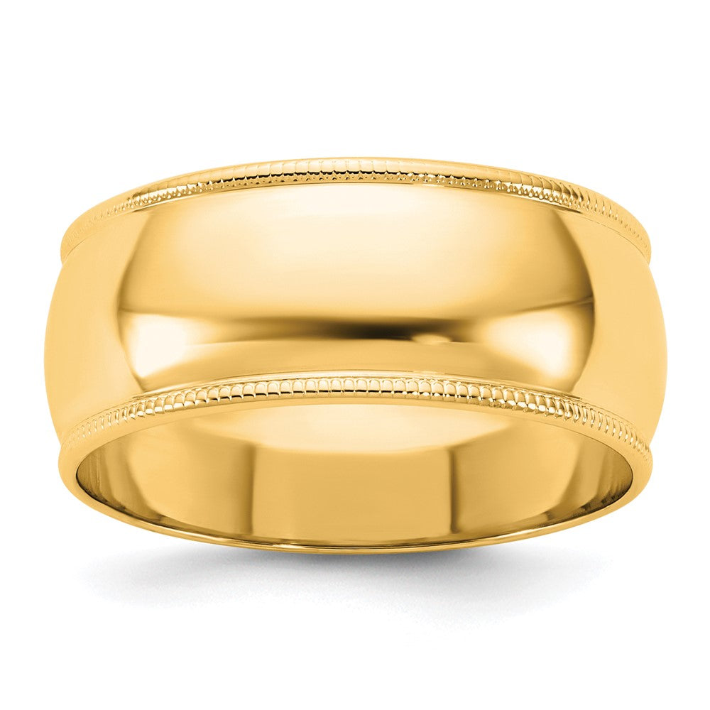 14k Yellow Gold 8mm Milgrain Half Round Wedding Band