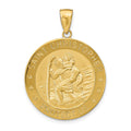 14k Polished and Satin Solid Saint Christopher Medal Round Pendant