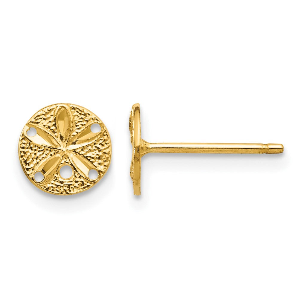 14k Diamond-Cut Sand Dollar Post Earrings