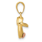 14k  3-D Two-tone Baby Shoe with Heart Charm