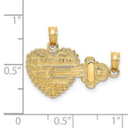 14K Polished 2-Piece Break-Apart HE WHO HOLDS THE KEY CAN UNLOCK MY HEART Charm
