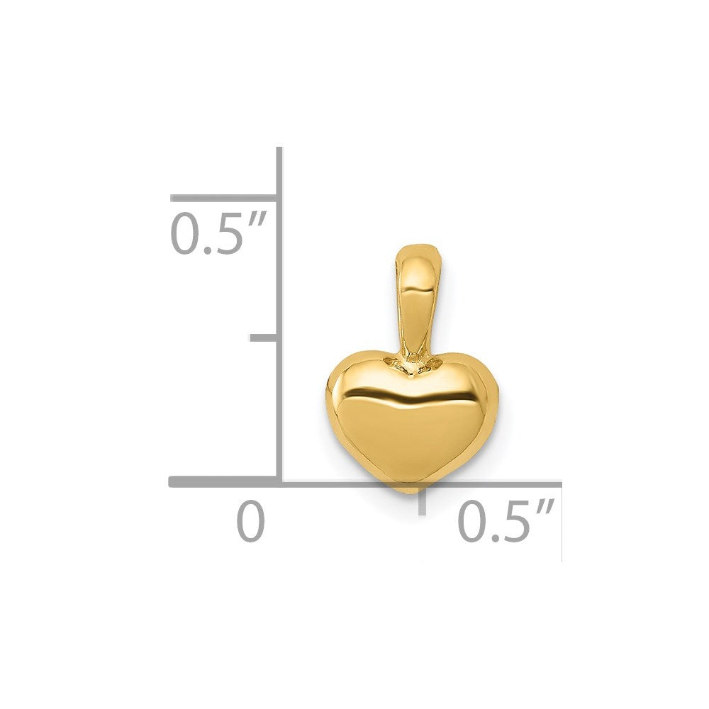 14K Polished Domed Concave Back Heart Charm