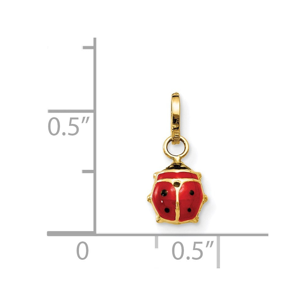 14k Red and Black Enameled Ladybug Charm
