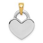 14k and White Rhodium Hollow Polished 3-D Reversible Heart Charm