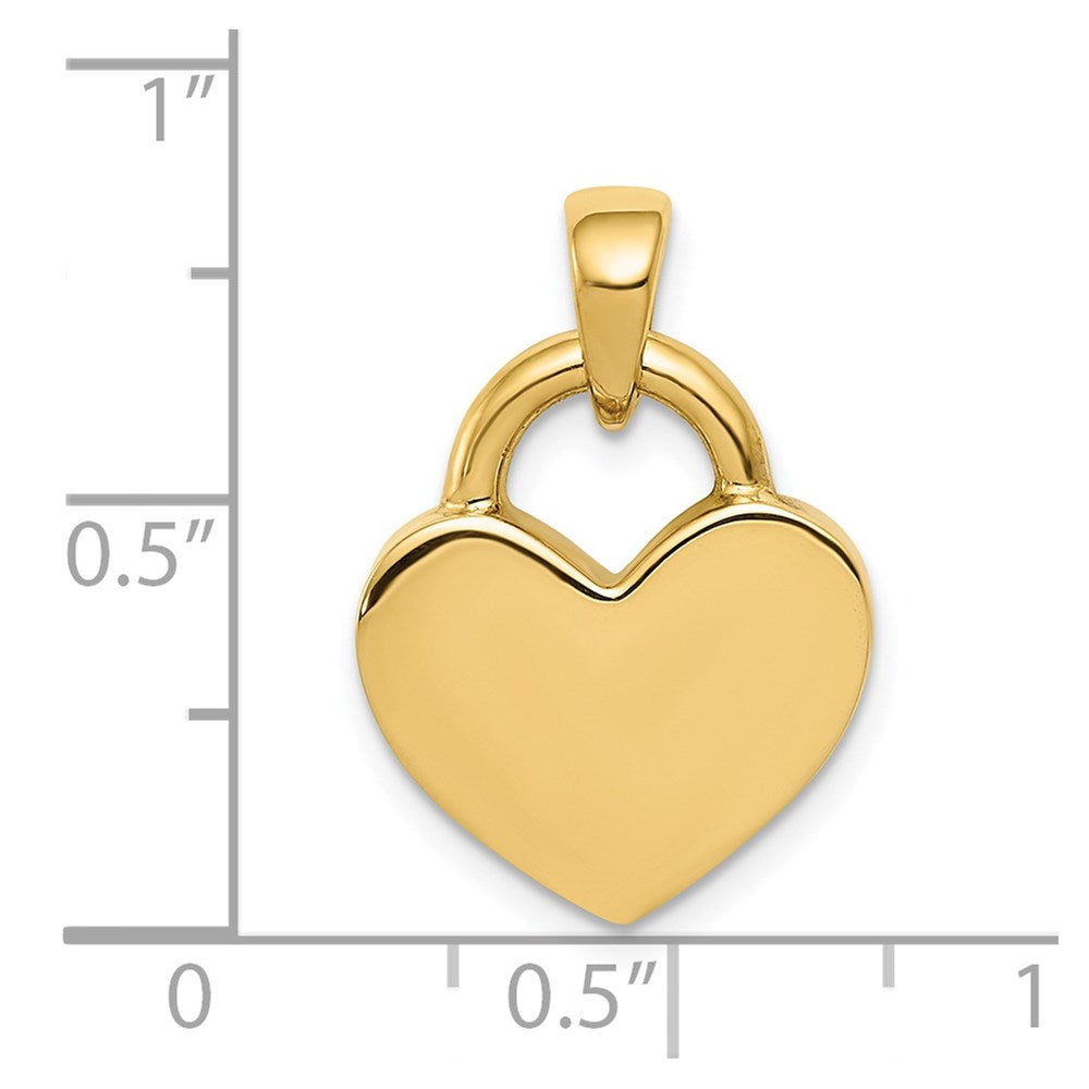 14k and White Rhodium Hollow Polished 3-D Reversible Heart Charm