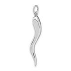 14k White Gold Solid Polished 3-D Large Italian Horn Charm