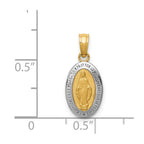 14k and White Rhodium Solid Small Miraculous Medal Oval Charm