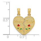 14k Enameled Flowers MOTHER - DAUGHTER 2-Piece Break-apart Pendant
