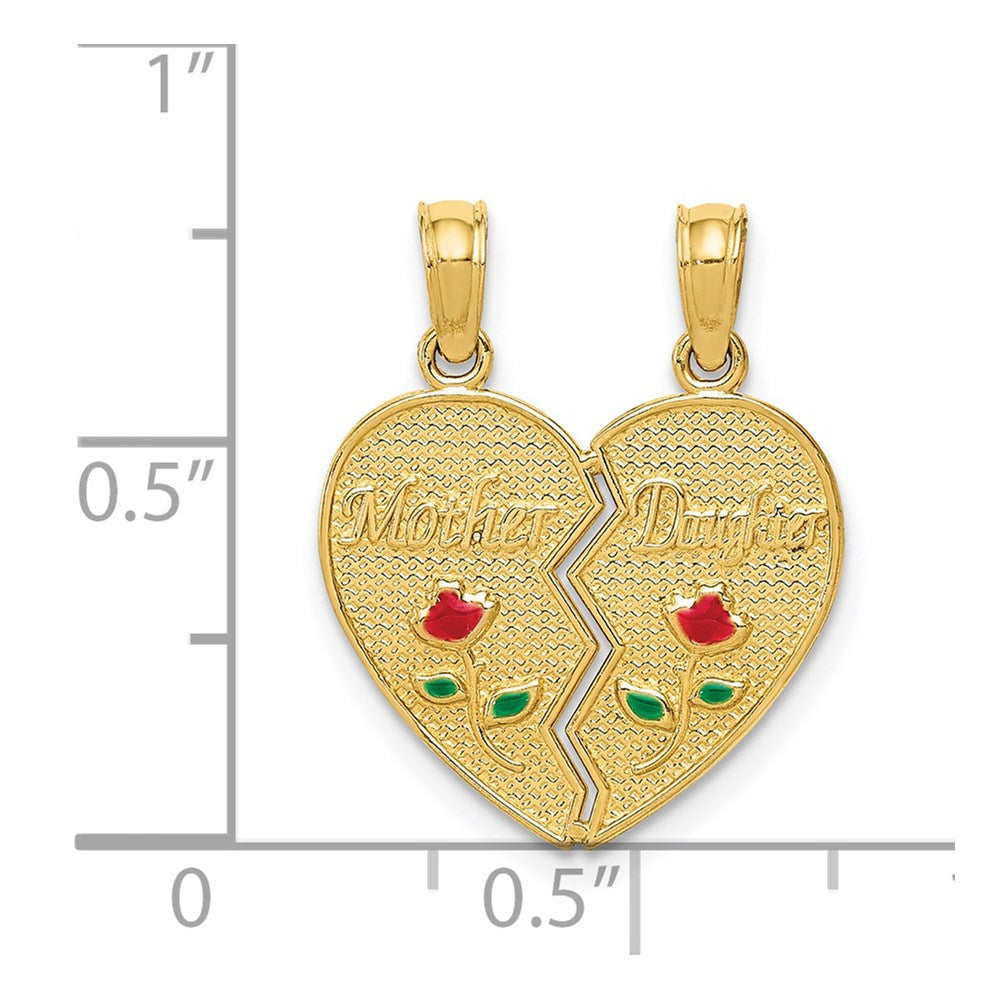 14k Enameled Flowers MOTHER - DAUGHTER 2-Piece Break-apart Pendant