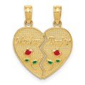 14k Enameled Flowers MOTHER - DAUGHTER 2-Piece Break-apart Pendant