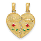 14k Enameled Flowers MOTHER - DAUGHTER 2-Piece Break-apart Pendant