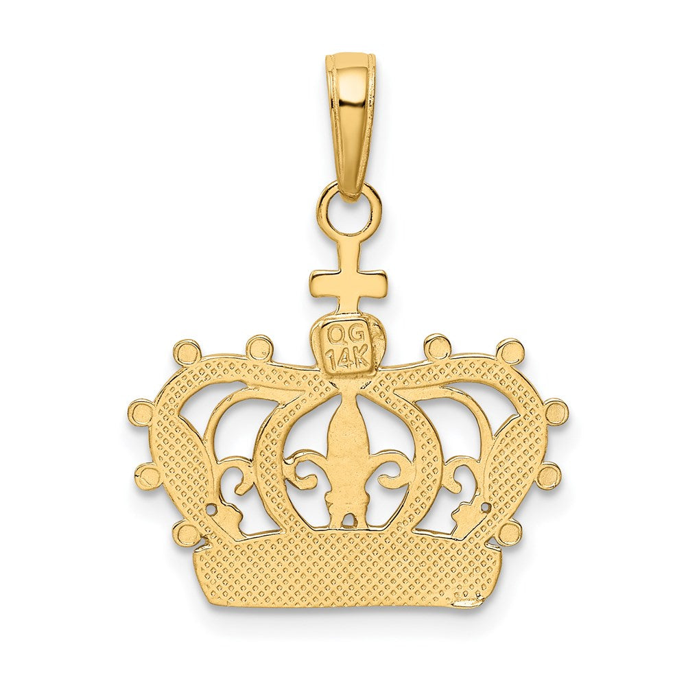 14K and White Rhodium Crown Pendant