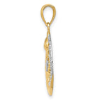 14k and White Rhodium Diamond-cut Moon/Stars/Sun Pendant