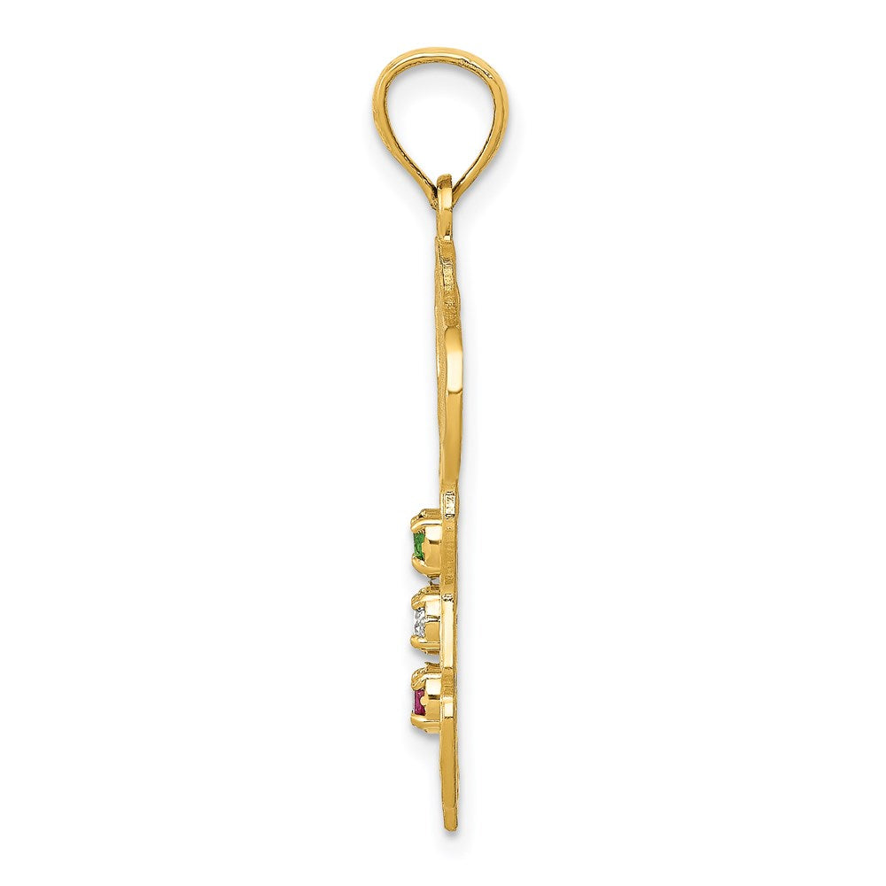 14K Italy Map with Emerald/Ruby/CZ Stones Charm