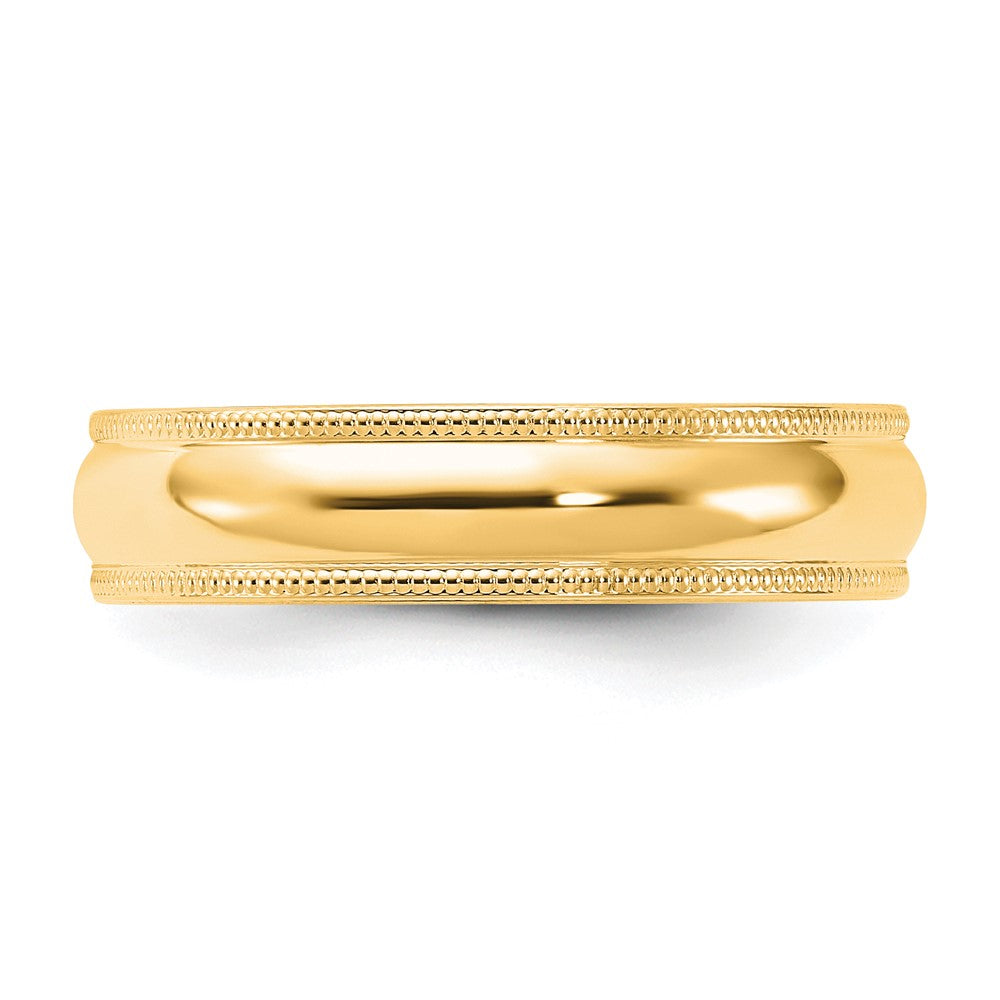 14k Yellow Gold 5mm Milgrain Half Round Comfort Fit Wedding Band