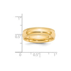 14k Yellow Gold 6mm Milgrain Half Round Comfort Fit Wedding Band