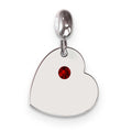 Sterling Silver Rhodium-plated MeMi Engavable January Crystal Heart Charm