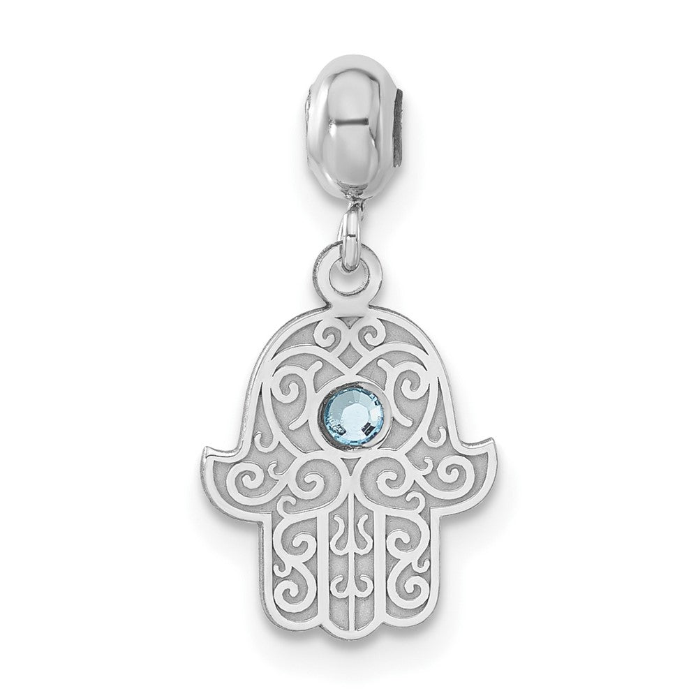 Sterling Silver Rhodium-plated MeMi Chamseh with Crystal Charm