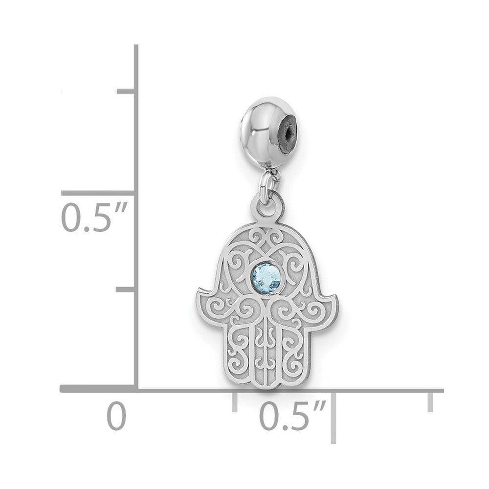 Sterling Silver Rhodium-plated MeMi Chamseh with Crystal Charm