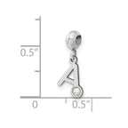 Sterling Silver Rhodium-plated MeMi Letter A with Crystal Charm