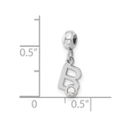 Sterling Silver Rhodium-plated MeMi Letter B with Crystal Charm