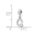 Sterling Silver Rhodium-plated MeMi Letter C with Crystal Charm
