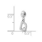Sterling Silver Rhodium-plated MeMi Letter D with Crystal Charm