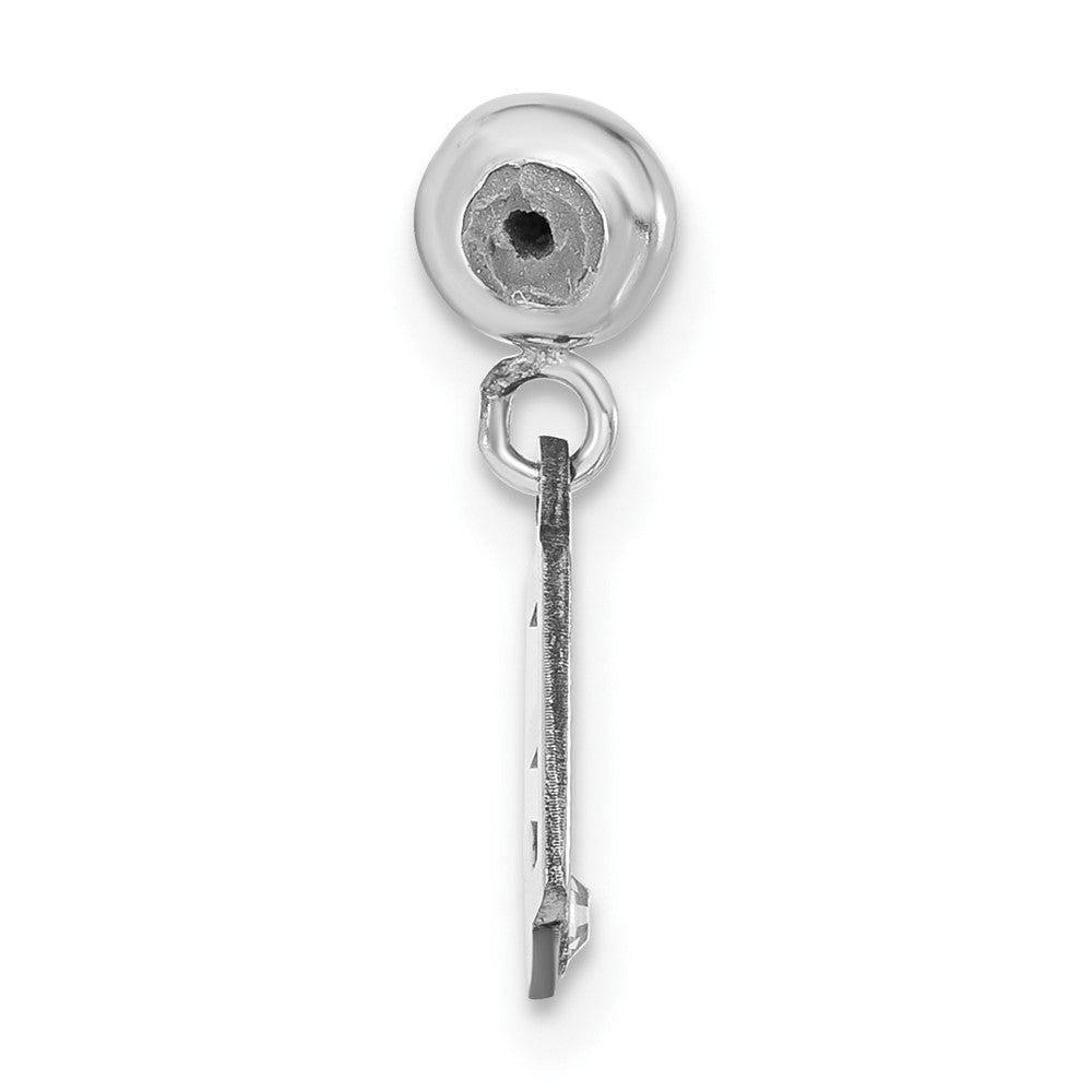 Sterling Silver Rhodium-plated MeMi Letter E with Crystal Charm