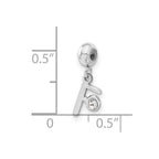 Sterling Silver Rhodium-plated MeMi Letter F with Crystal Charm