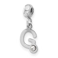 Sterling Silver Rhodium-plated MeMi Letter G with Crystal Charm